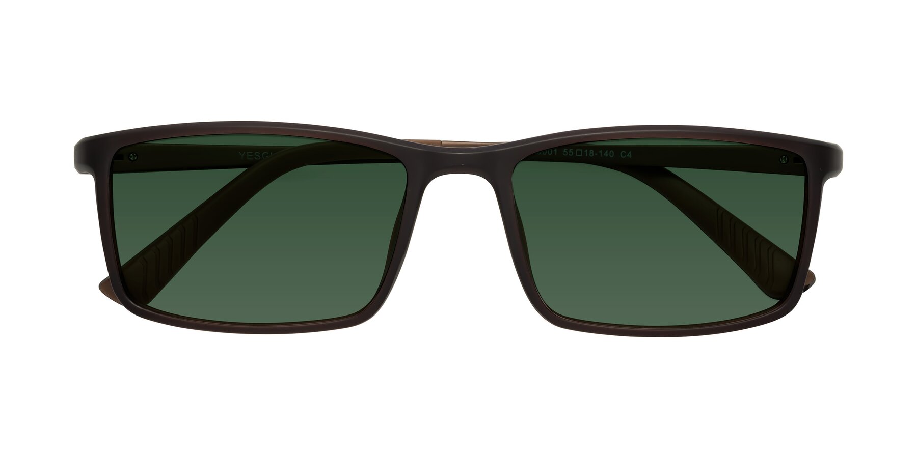 Folded Front of 9001 in Coffee with Green Tinted Lenses