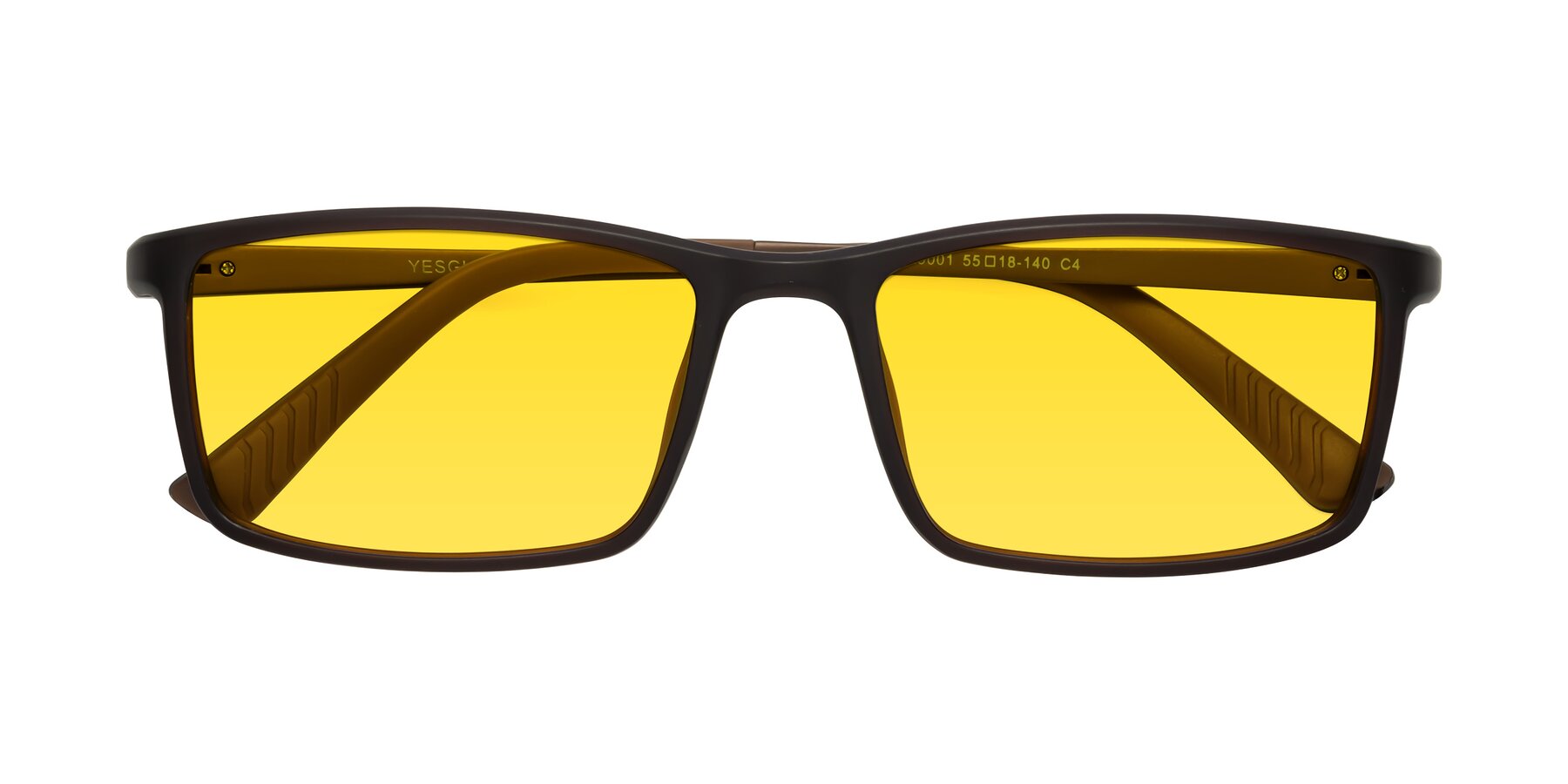 Folded Front of 9001 in Coffee with Yellow Tinted Lenses