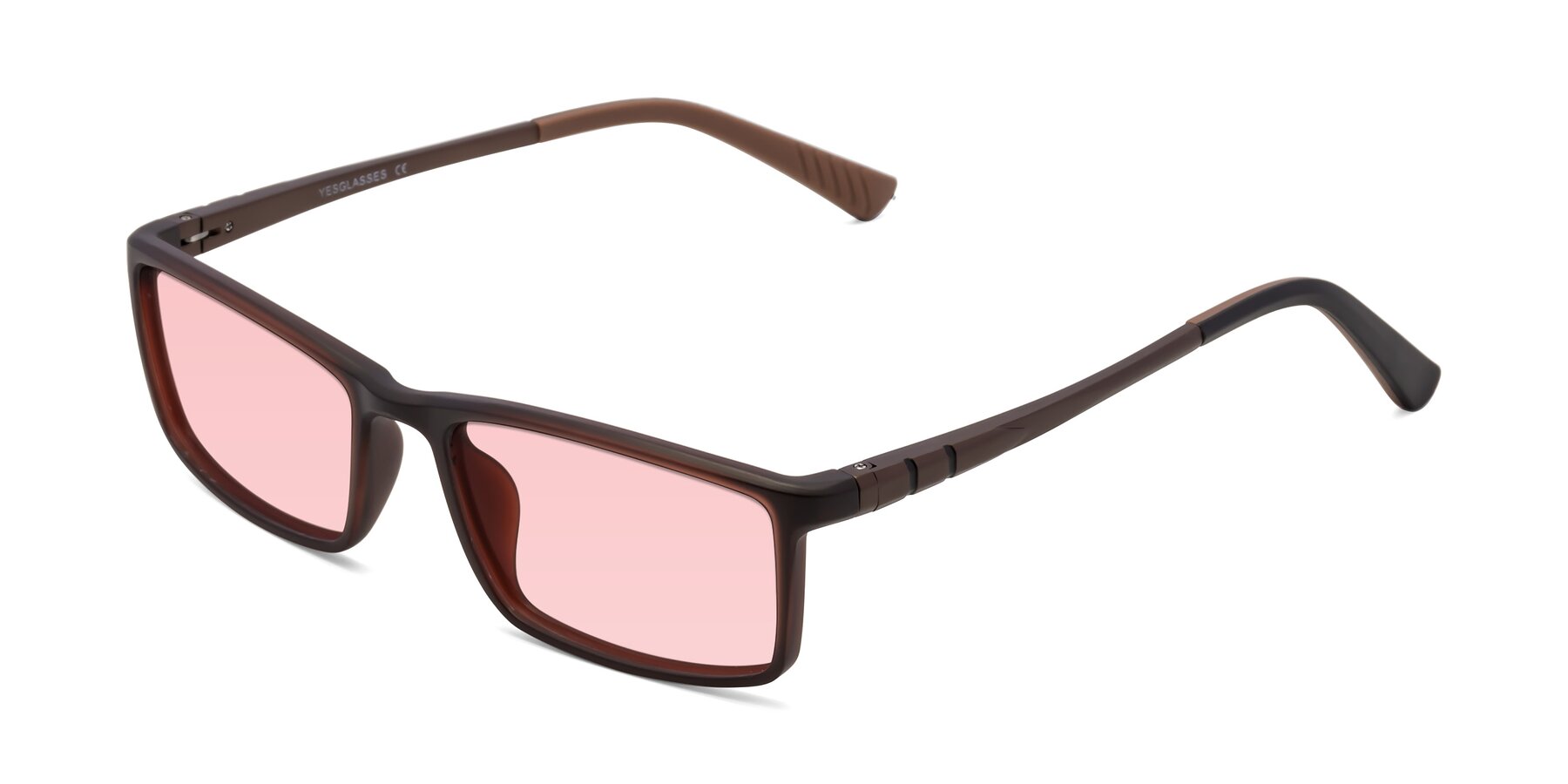 Angle of 9001 in Coffee with Light Garnet Tinted Lenses