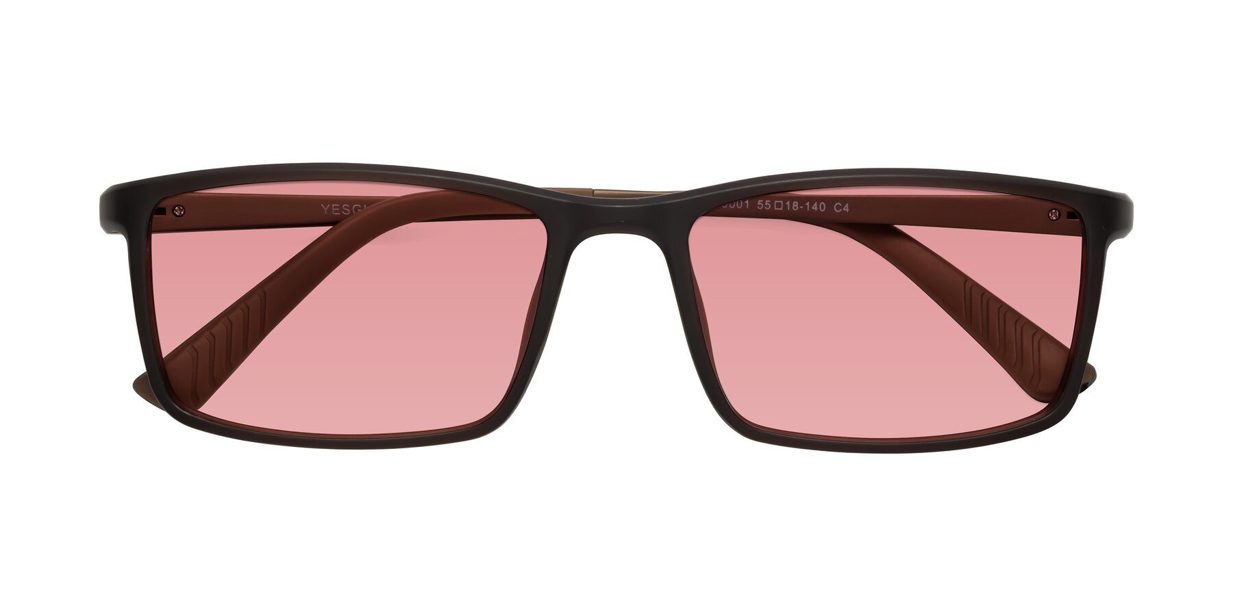 Folded Front of 9001 in Coffee with Medium Garnet Tinted Lenses