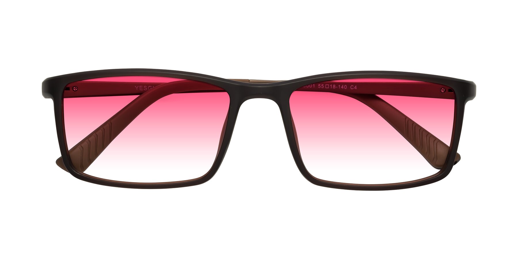 Folded Front of 9001 in Coffee with Pink Gradient Lenses