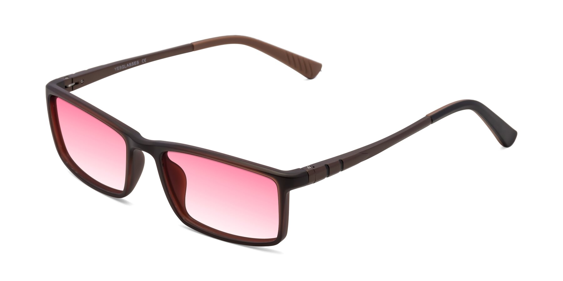 Angle of 9001 in Coffee with Pink Gradient Lenses