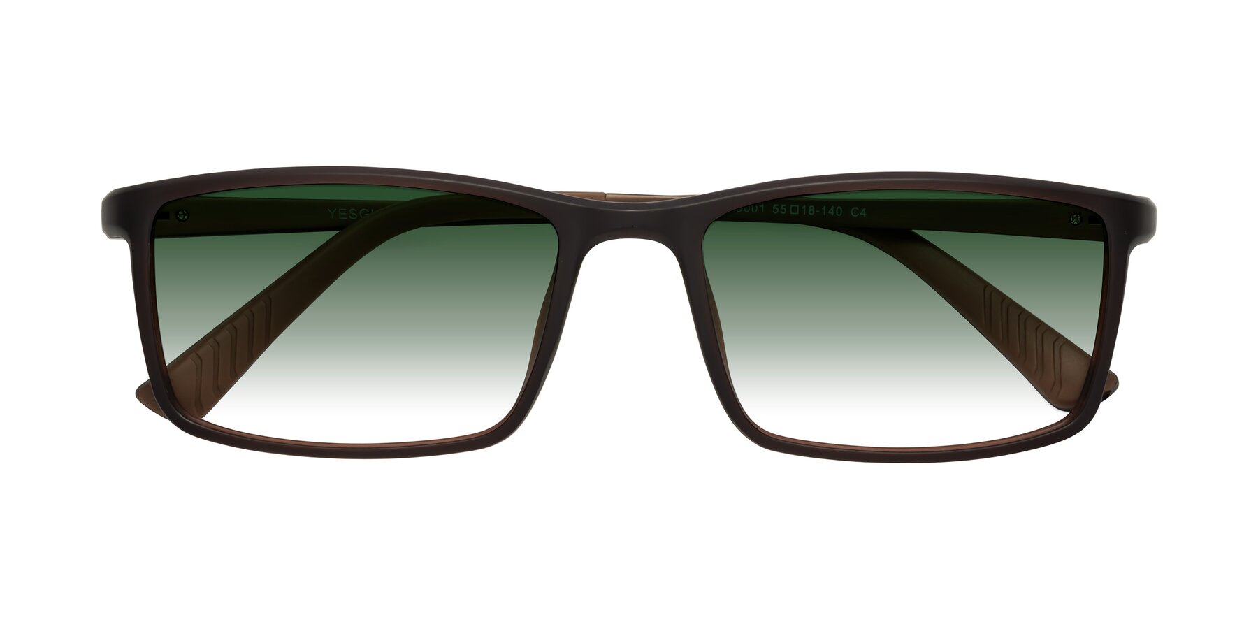 Folded Front of 9001 in Coffee with Green Gradient Lenses