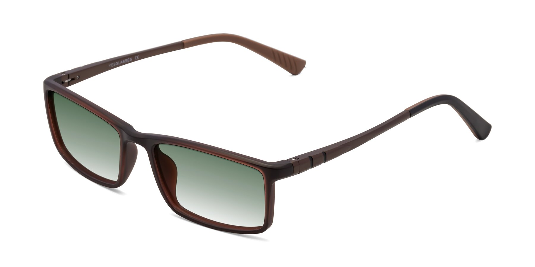Angle of 9001 in Coffee with Green Gradient Lenses