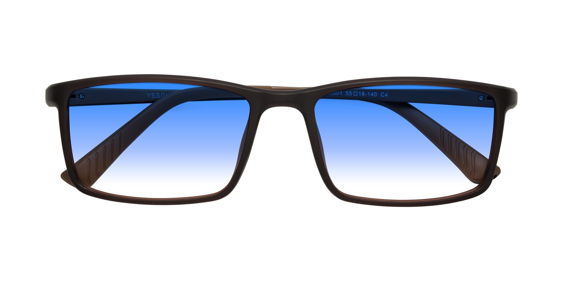 Folded Front of 9001 in Coffee with Blue Gradient Lenses