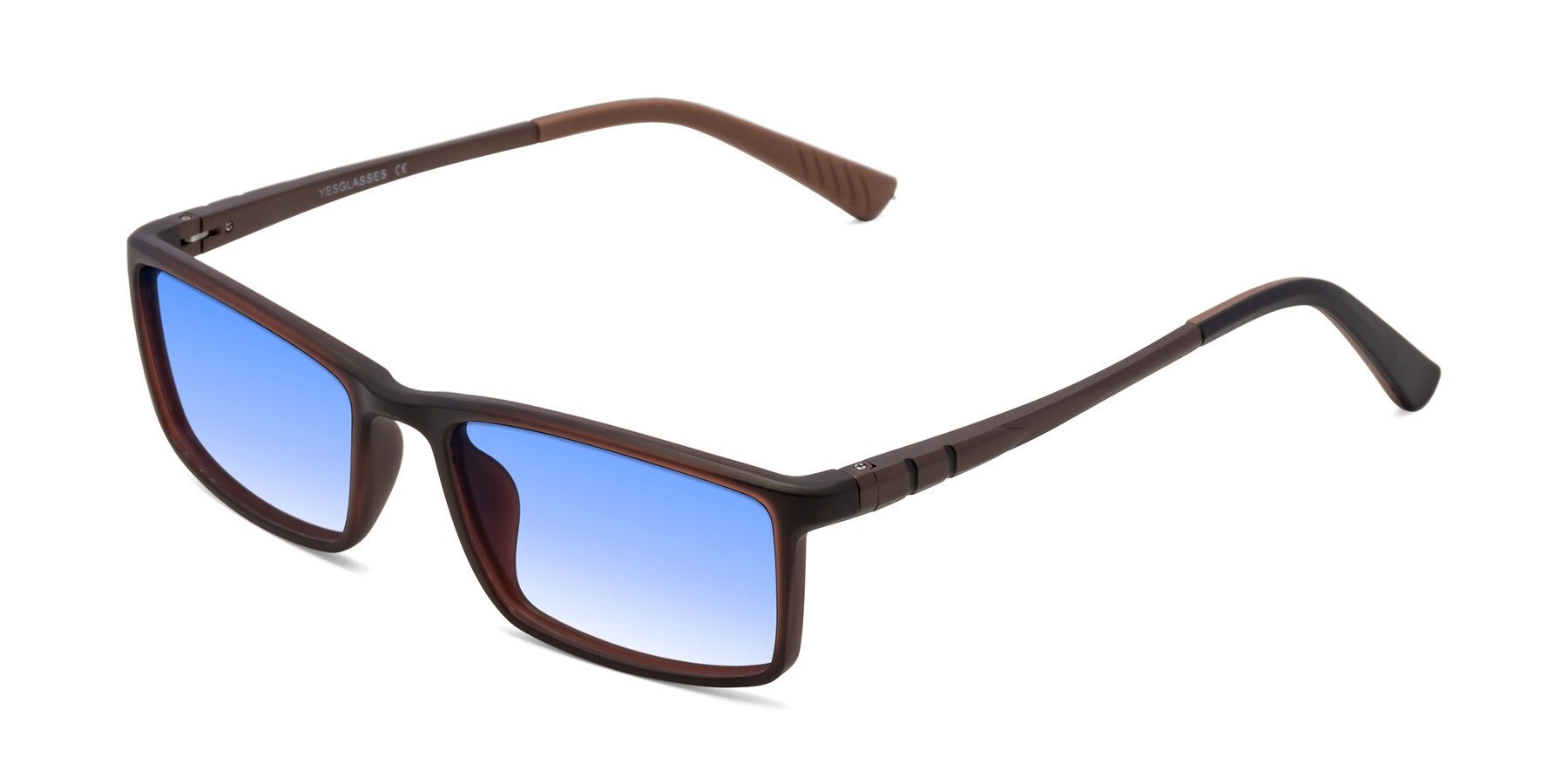 Angle of 9001 in Coffee with Blue Gradient Lenses
