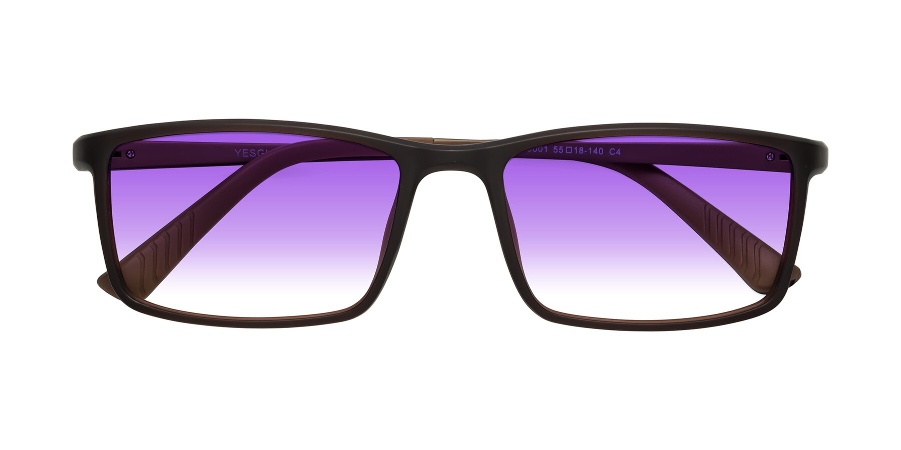 Folded Front of 9001 in Coffee with Purple Gradient Lenses
