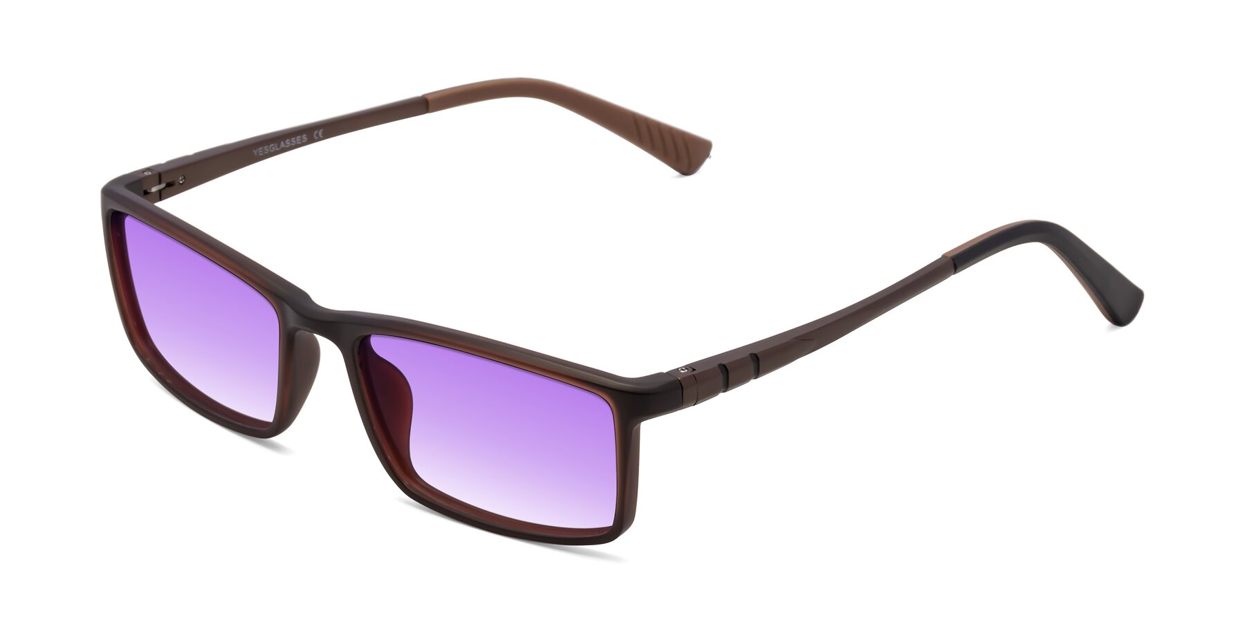 Angle of 9001 in Coffee with Purple Gradient Lenses