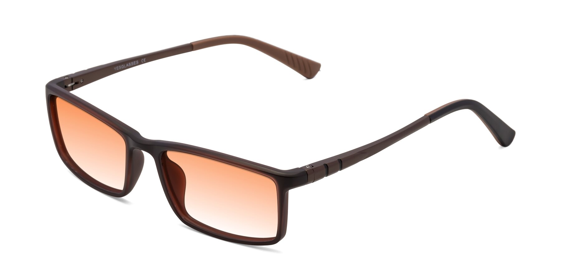 Angle of 9001 in Coffee with Orange Gradient Lenses