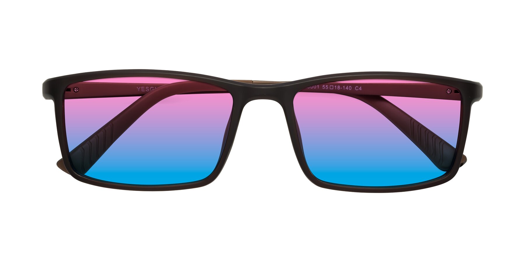Folded Front of 9001 in Coffee with Pink / Blue Gradient Lenses