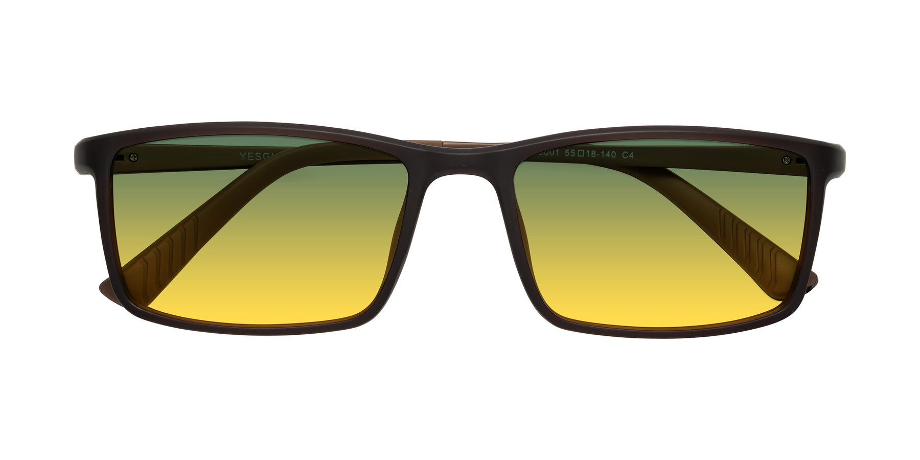 Folded Front of 9001 in Coffee with Green / Yellow Gradient Lenses