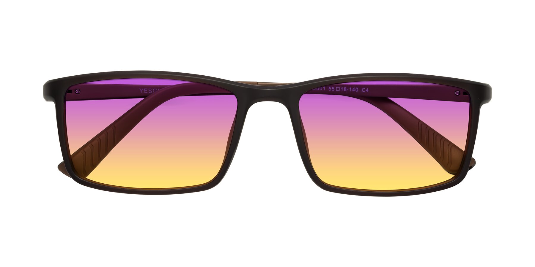 Folded Front of 9001 in Coffee with Purple / Yellow Gradient Lenses