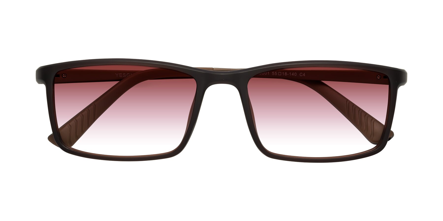 Folded Front of 9001 in Coffee with Garnet Gradient Lenses