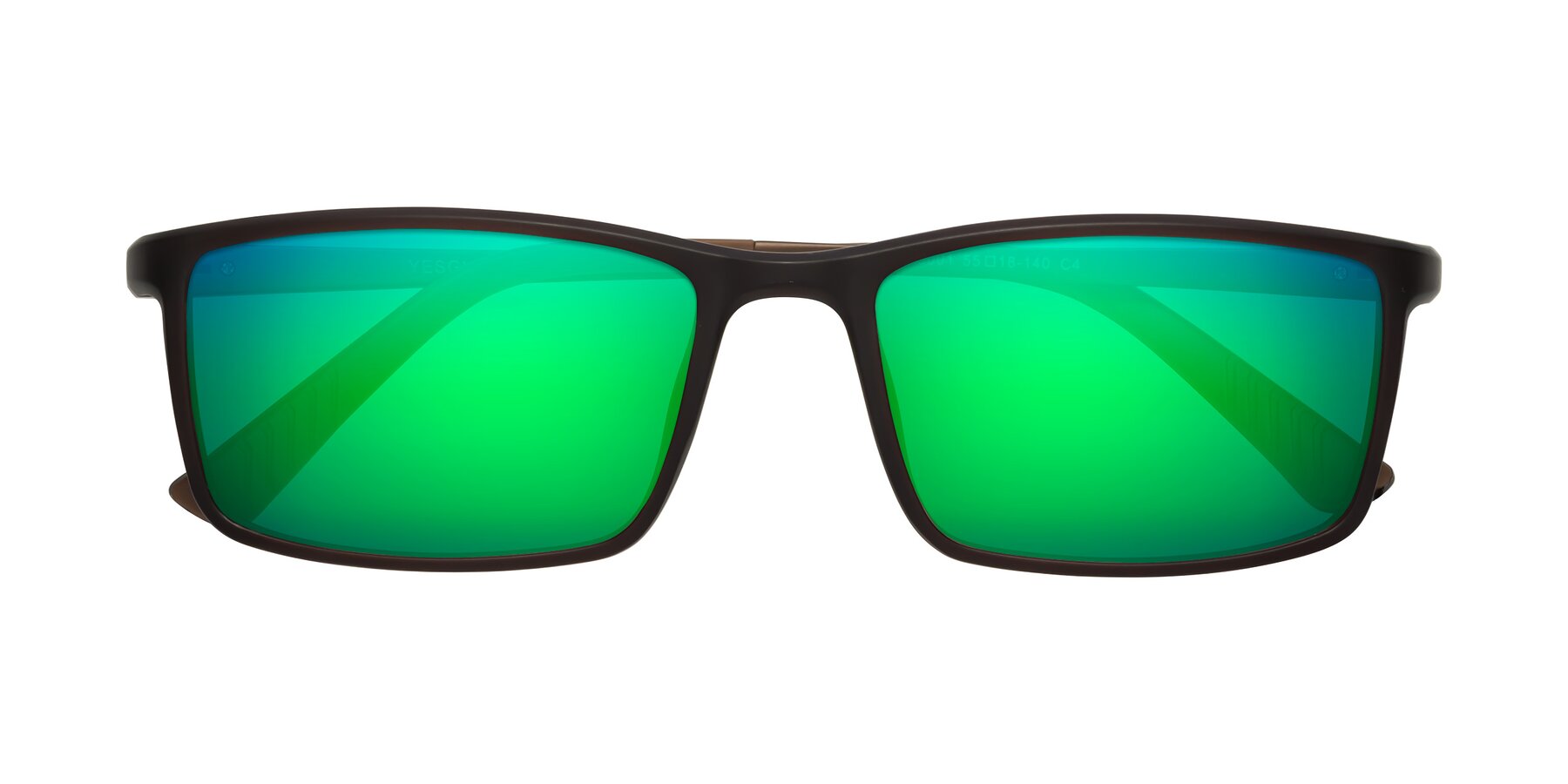 Folded Front of 9001 in Coffee with Green Mirrored Lenses
