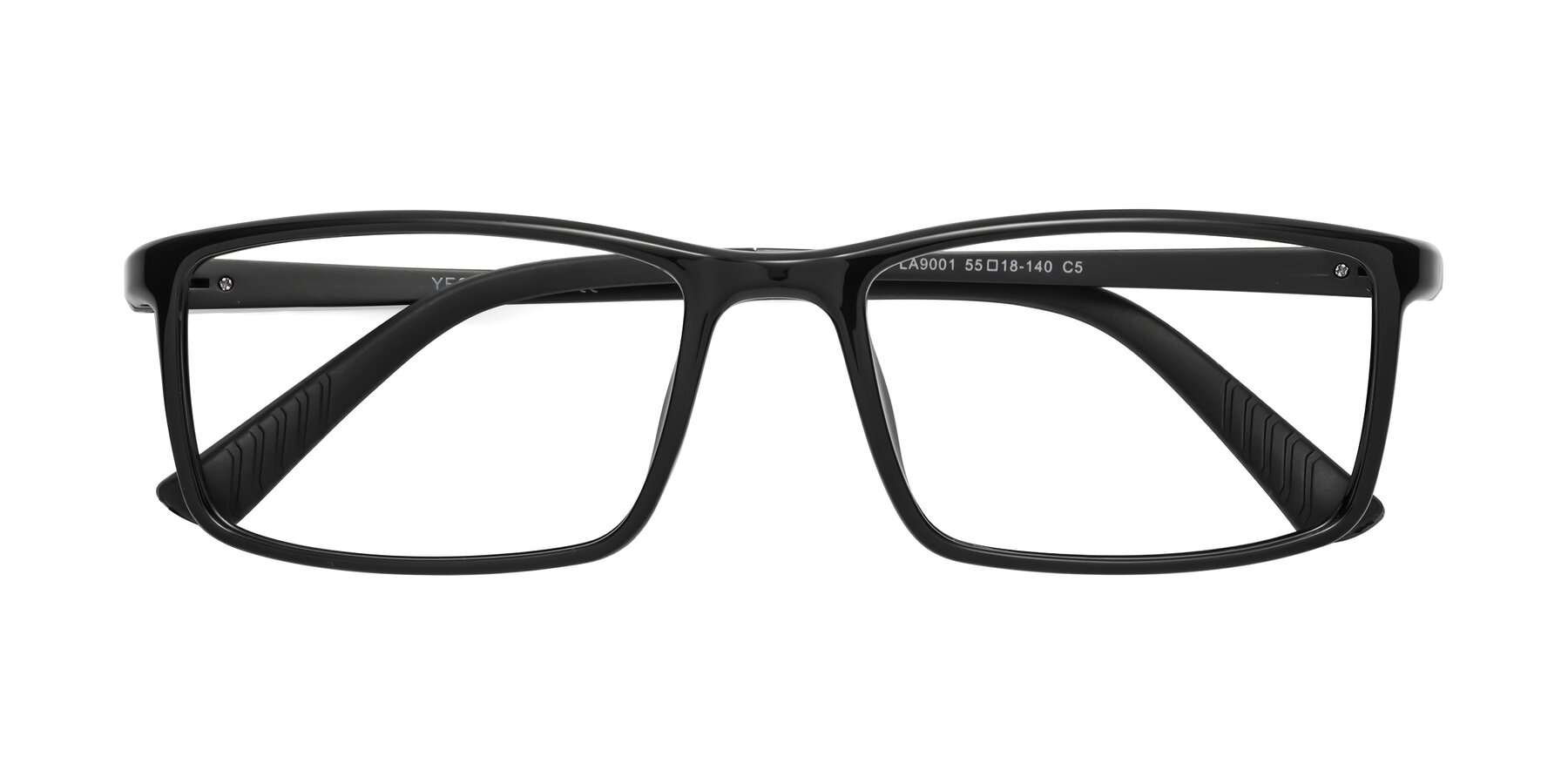 Folded Front of 9001 in Black with Clear Blue Light Blocking Lenses