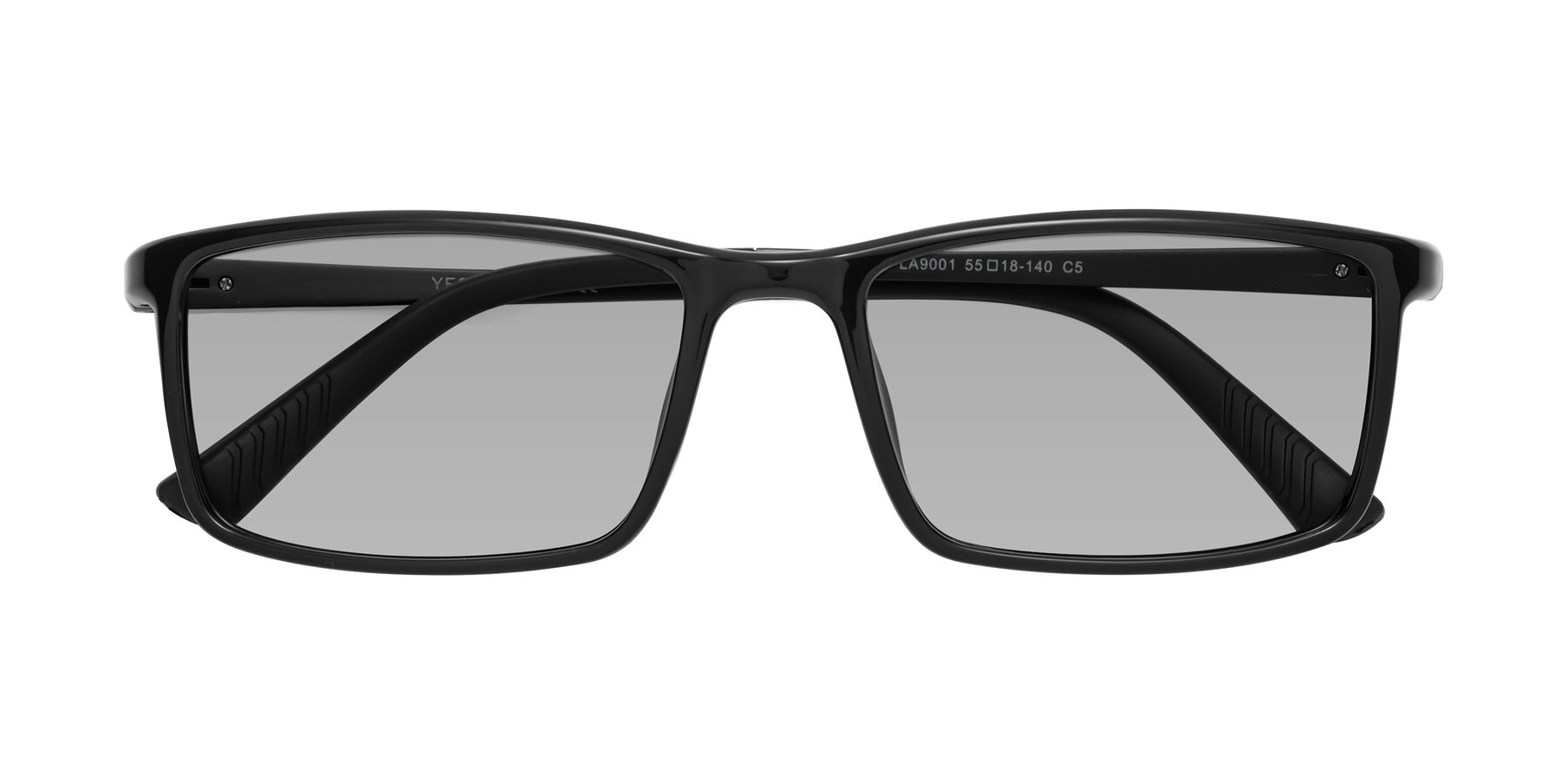 Folded Front of 9001 in Black with Light Gray Tinted Lenses