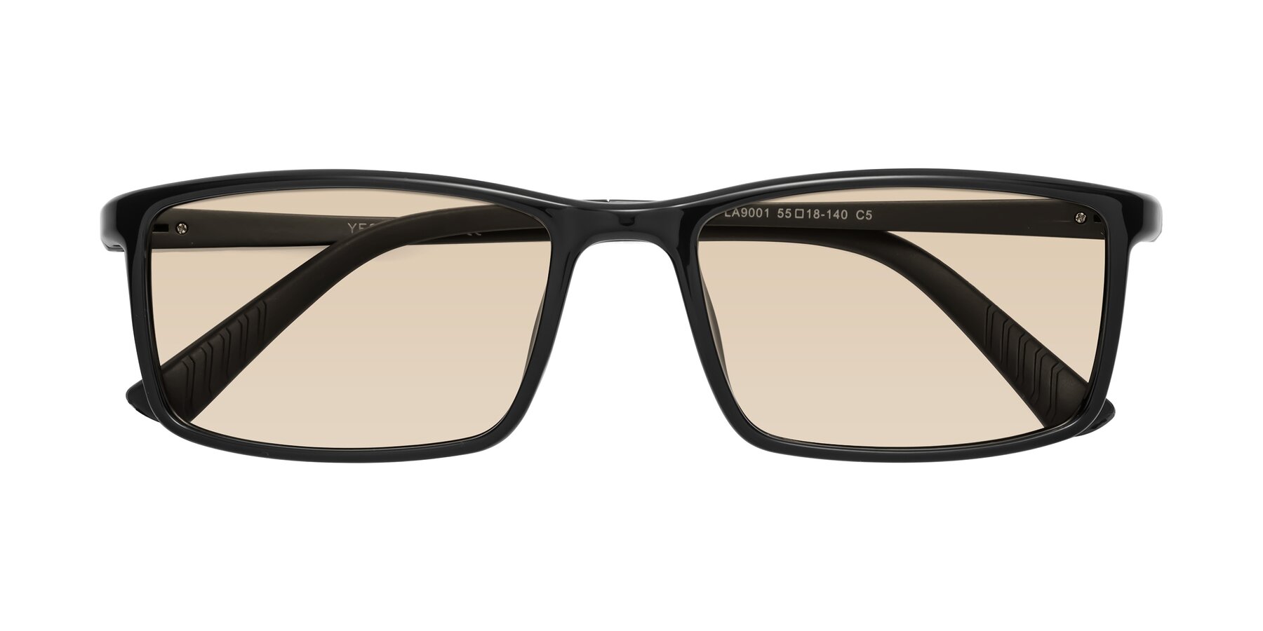 Folded Front of 9001 in Black with Light Brown Tinted Lenses