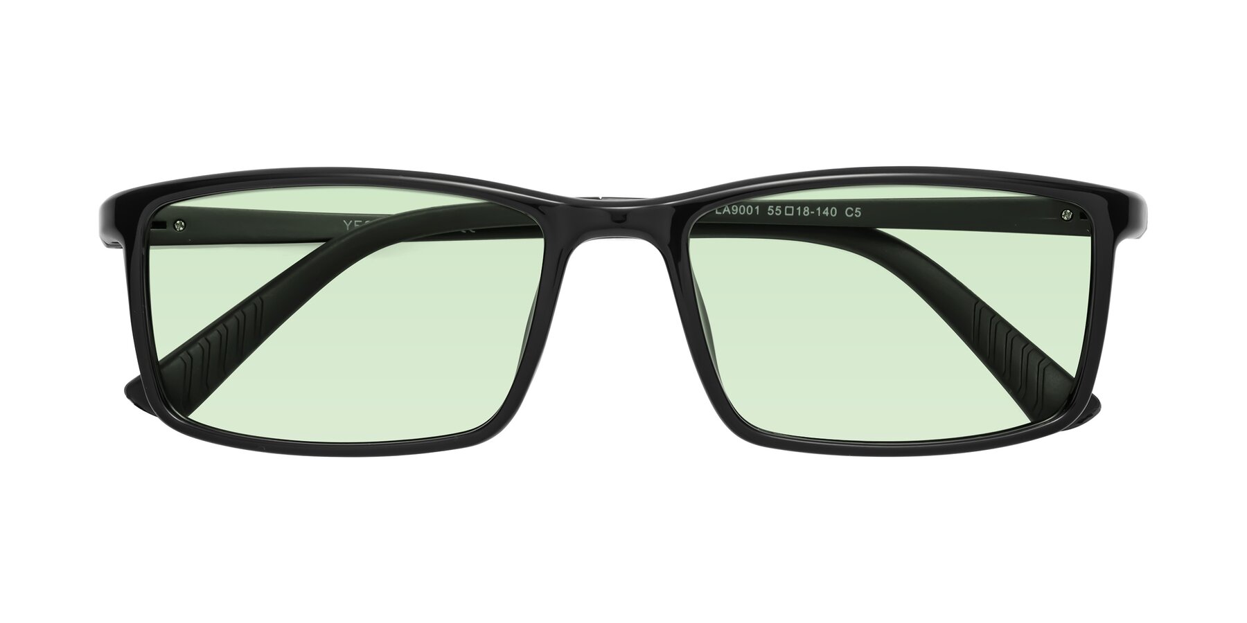 Folded Front of 9001 in Black with Light Green Tinted Lenses