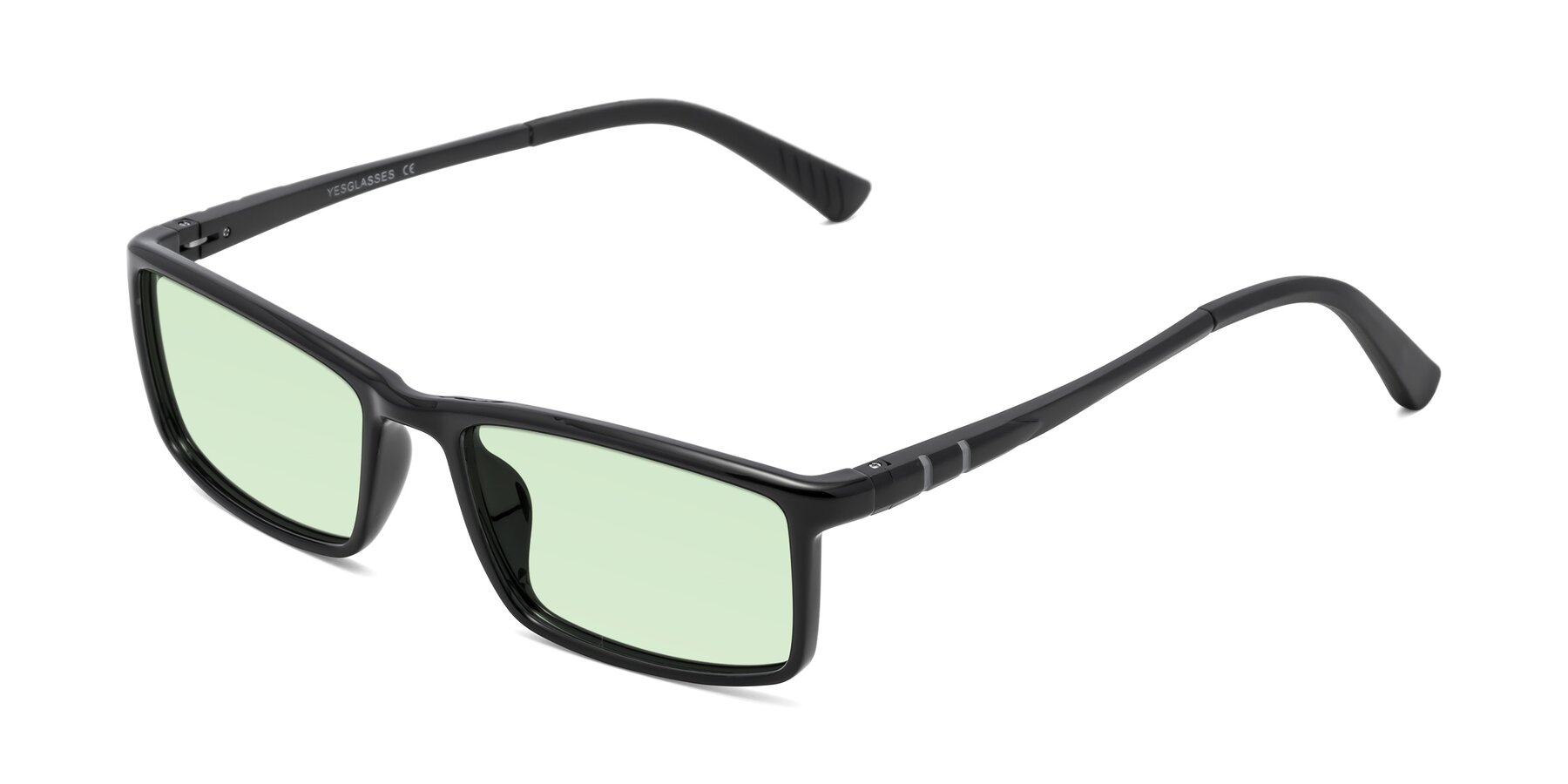 Angle of 9001 in Black with Light Green Tinted Lenses