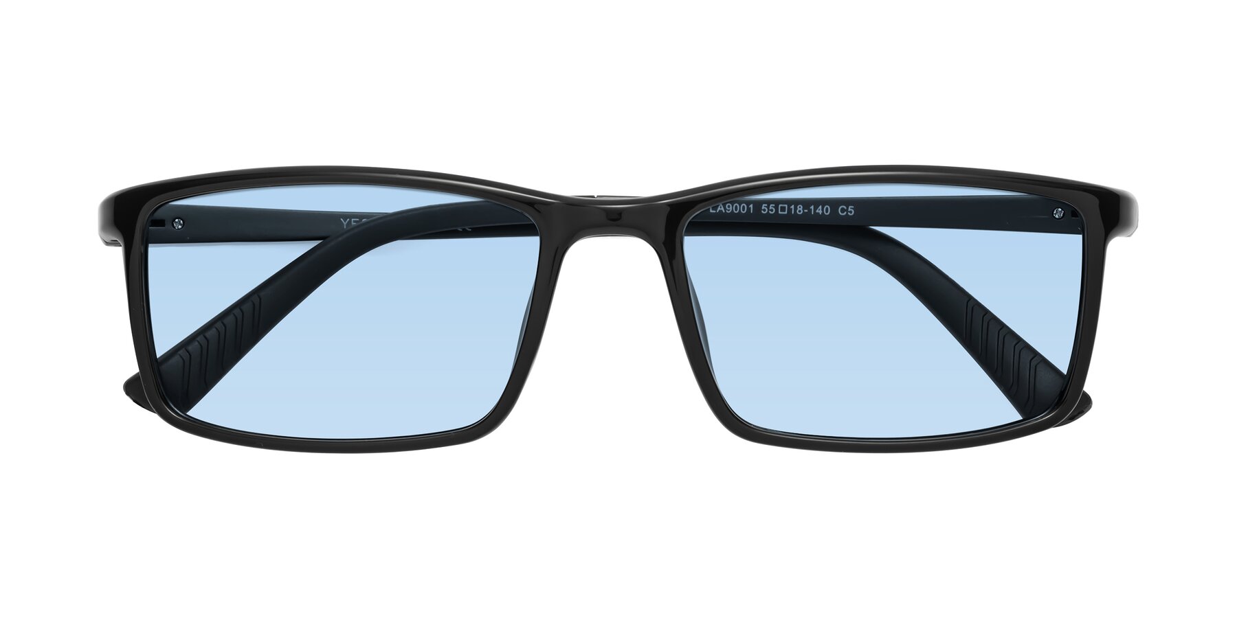 Folded Front of 9001 in Black with Light Blue Tinted Lenses