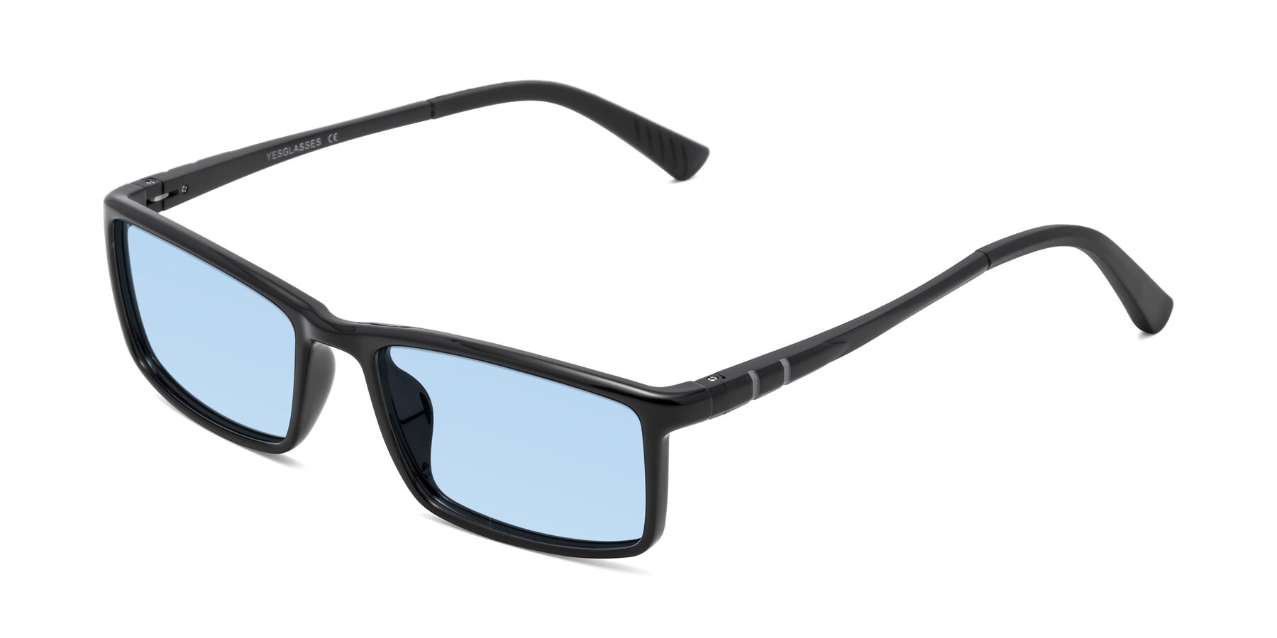 Angle of 9001 in Black with Light Blue Tinted Lenses