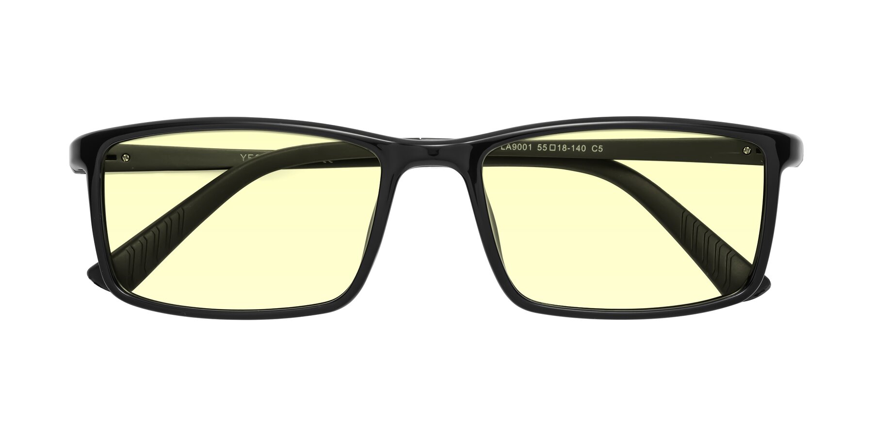 Folded Front of 9001 in Black with Light Yellow Tinted Lenses