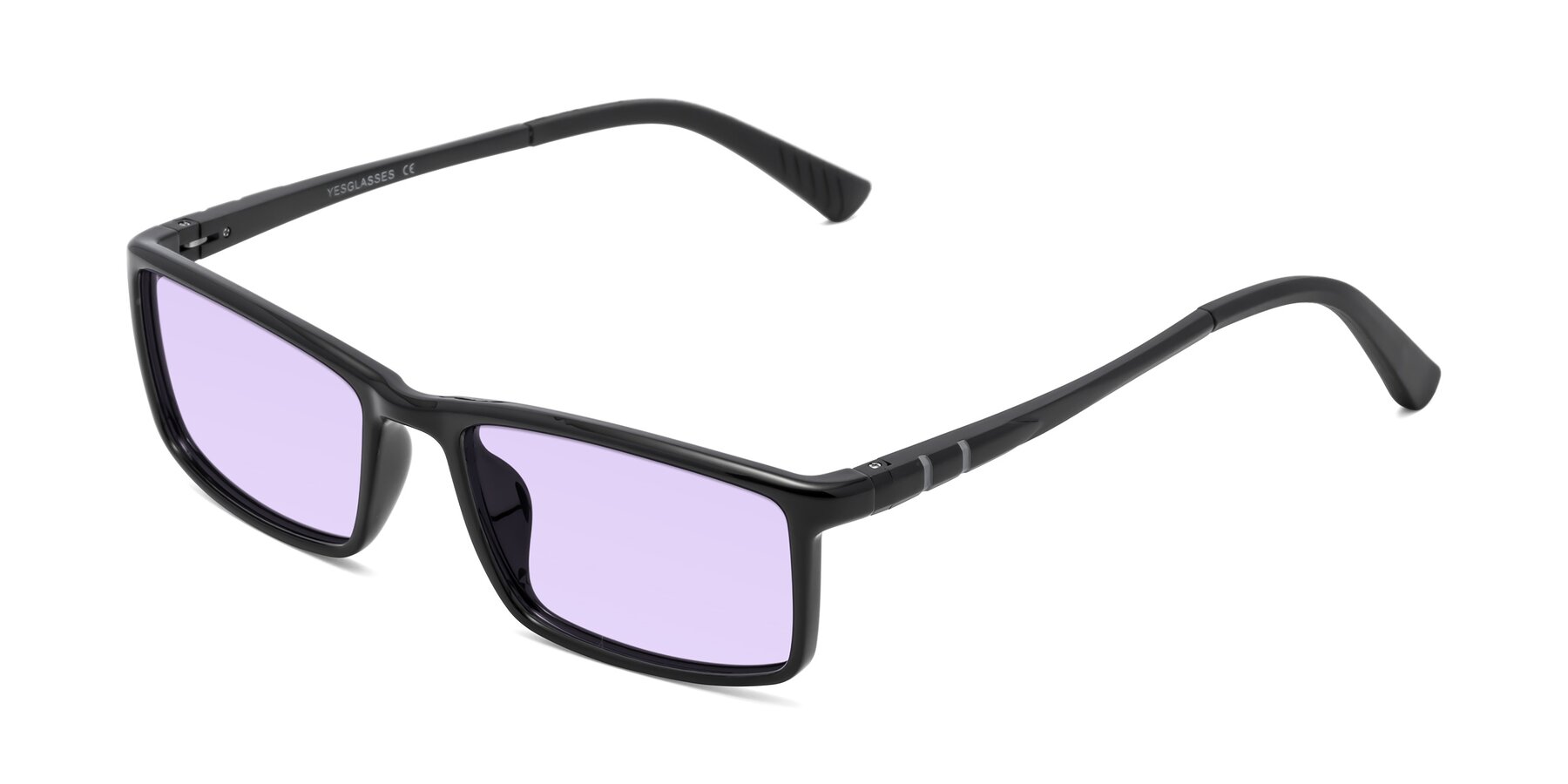 Angle of 9001 in Black with Light Purple Tinted Lenses