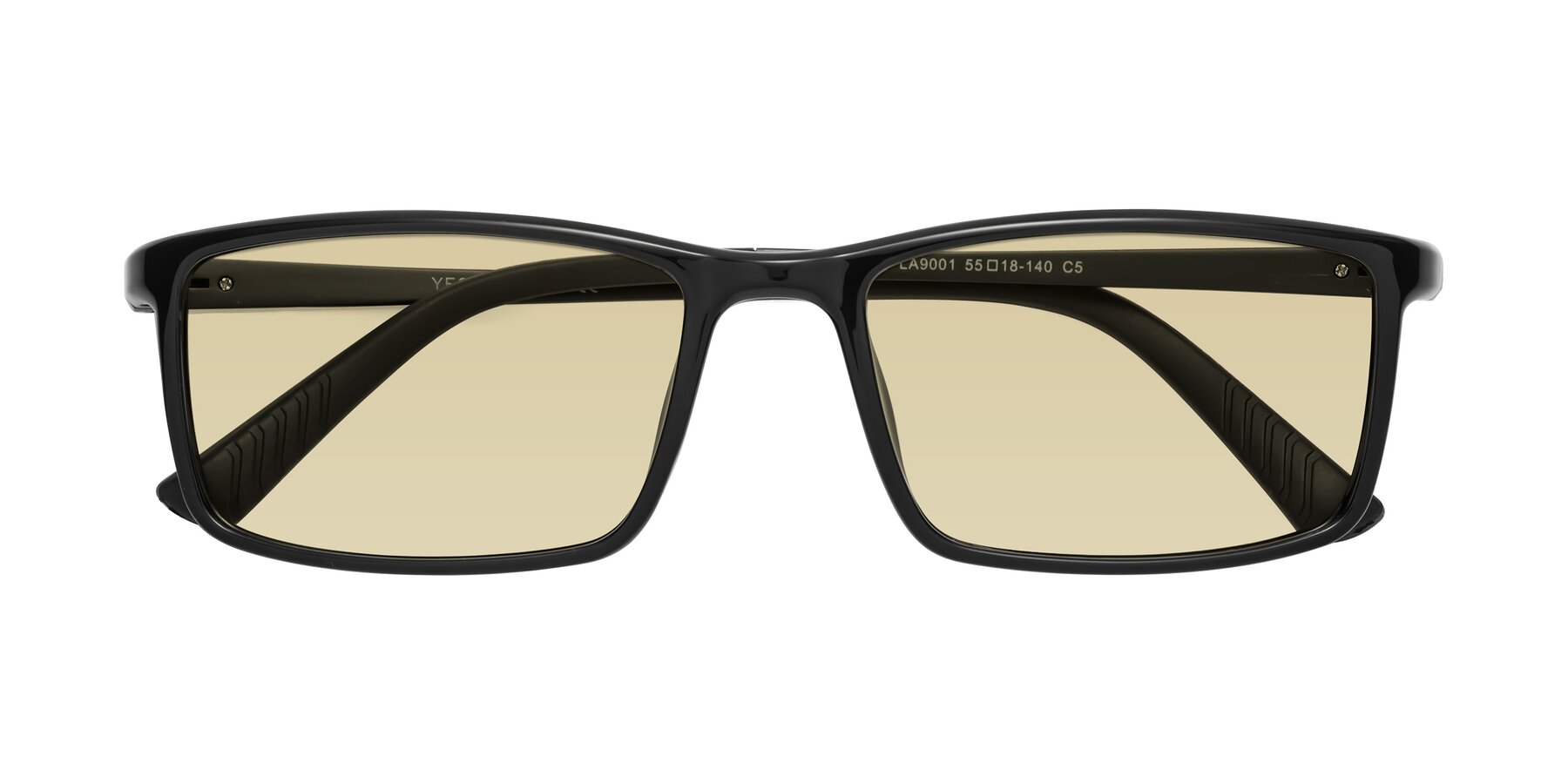 Folded Front of 9001 in Black with Light Champagne Tinted Lenses