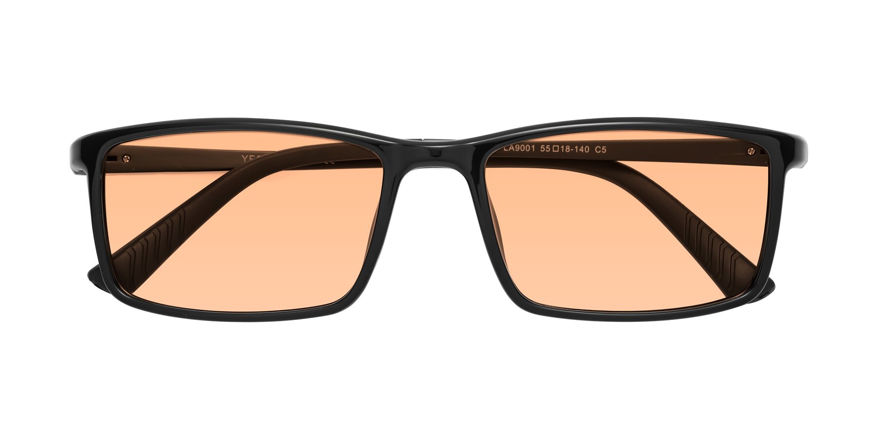 Folded Front of 9001 in Black with Light Orange Tinted Lenses