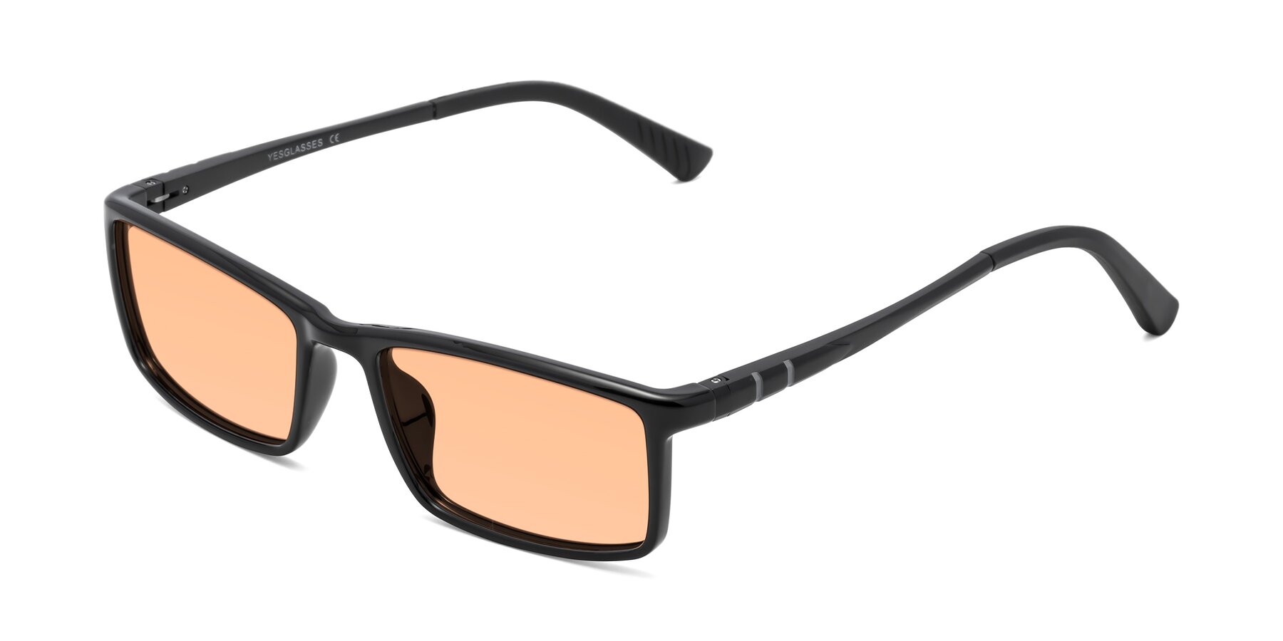 Angle of 9001 in Black with Light Orange Tinted Lenses