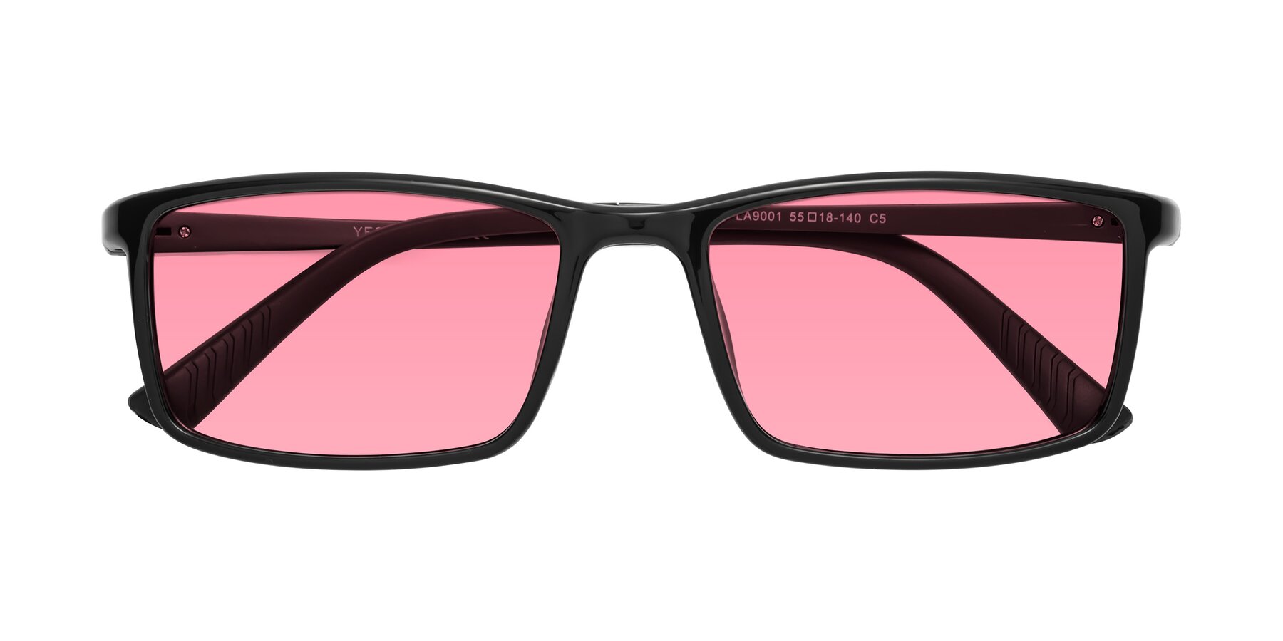 Folded Front of 9001 in Black with Pink Tinted Lenses