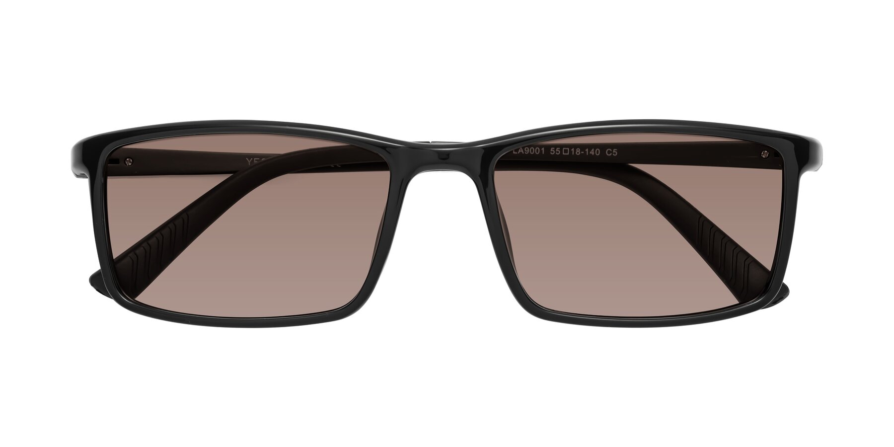 Folded Front of 9001 in Black with Medium Brown Tinted Lenses