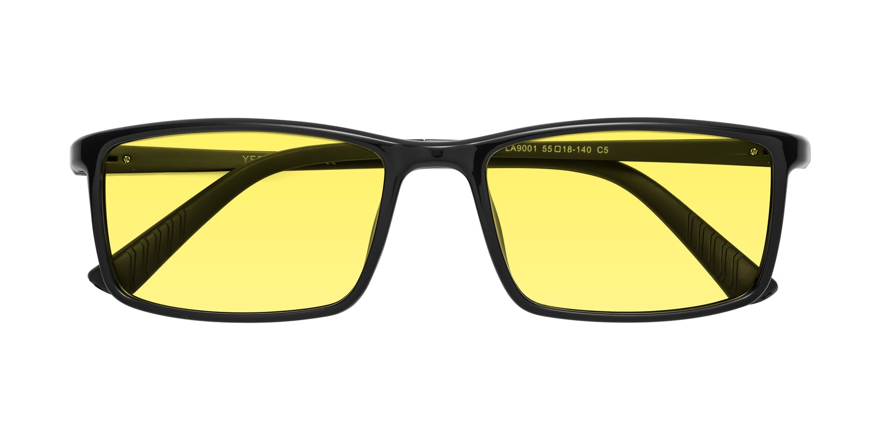 Folded Front of 9001 in Black with Medium Yellow Tinted Lenses