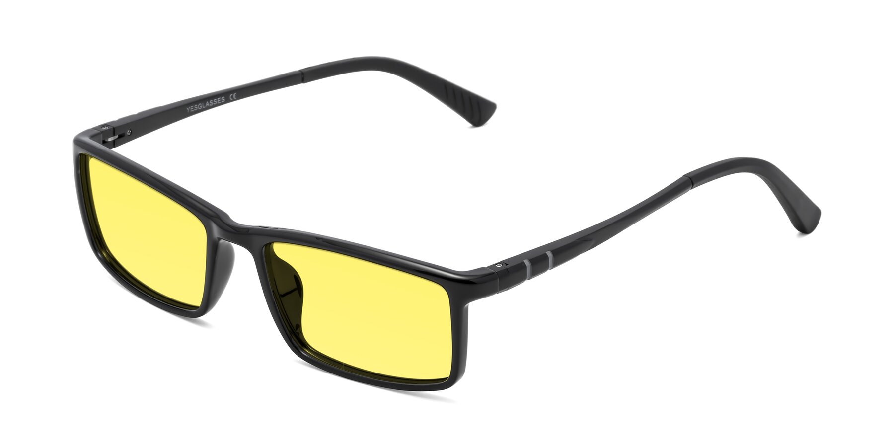 Angle of 9001 in Black with Medium Yellow Tinted Lenses