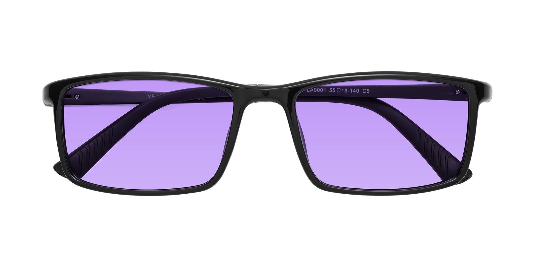 Folded Front of 9001 in Black with Medium Purple Tinted Lenses