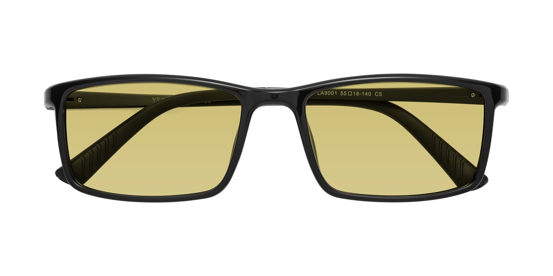 Folded Front of 9001 in Black with Medium Champagne Tinted Lenses