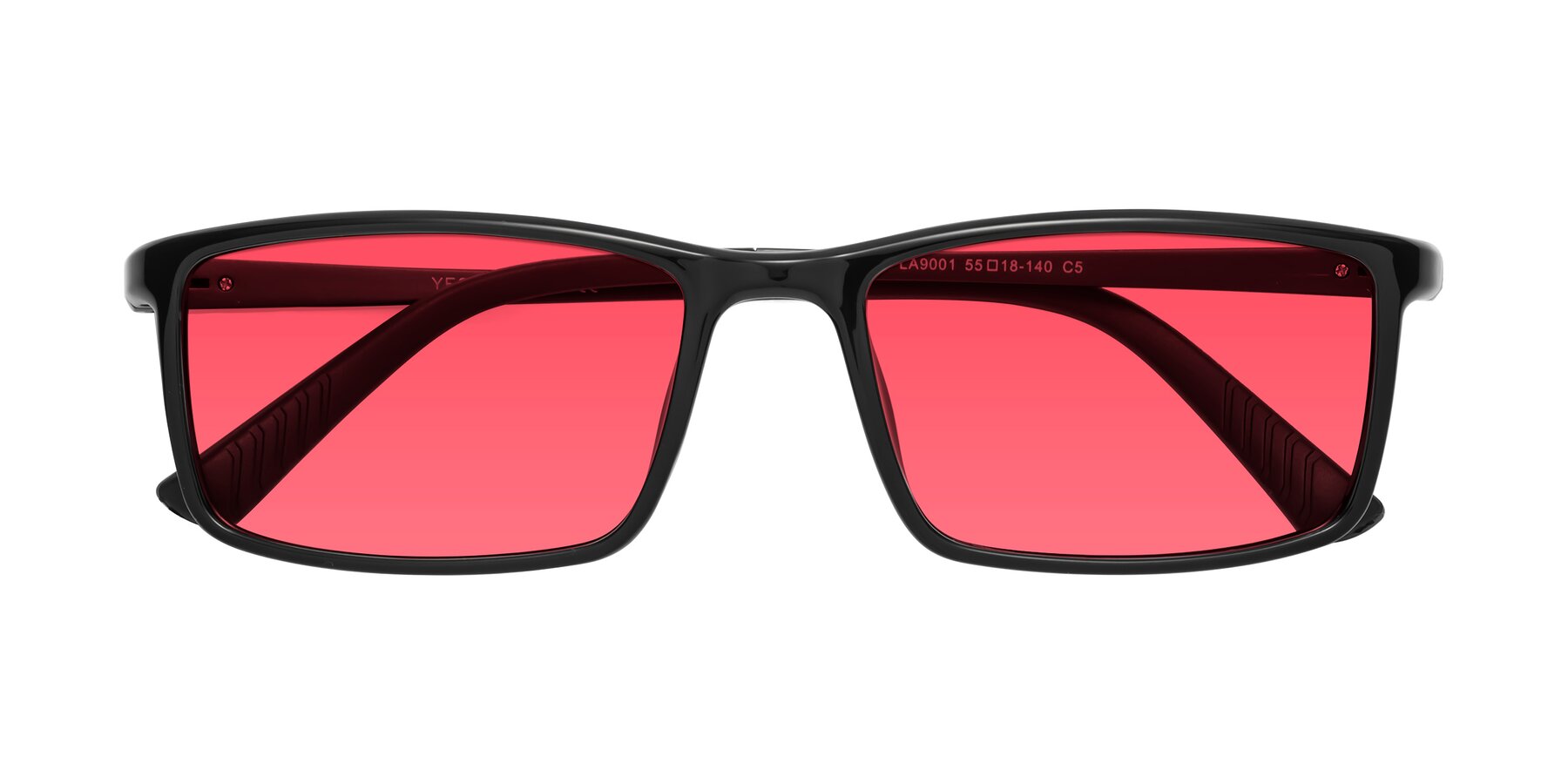 Folded Front of 9001 in Black with Red Tinted Lenses