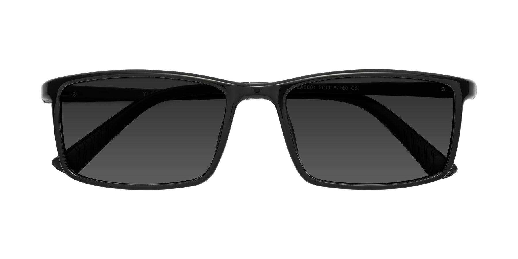 Folded Front of 9001 in Black with Gray Tinted Lenses