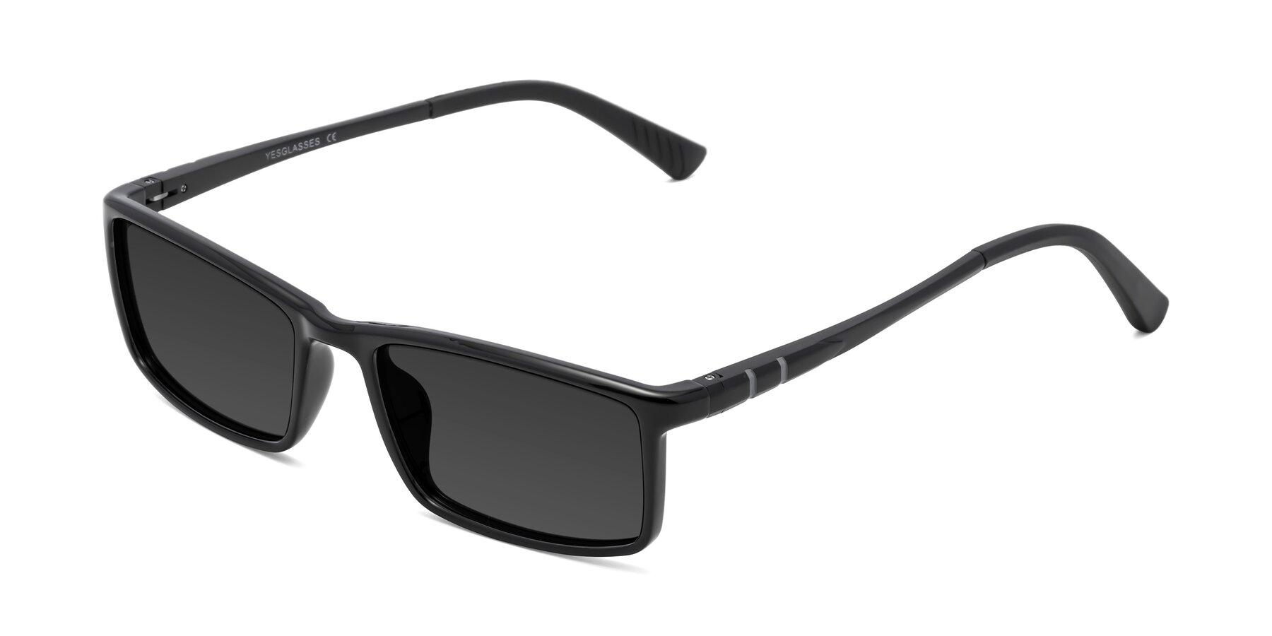 Angle of 9001 in Black with Gray Tinted Lenses