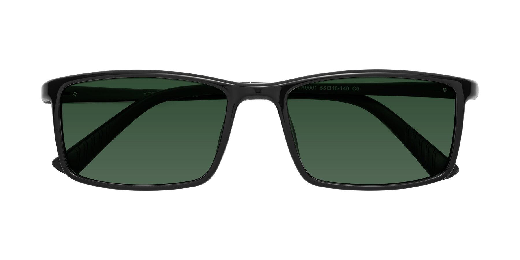 Folded Front of 9001 in Black with Green Tinted Lenses