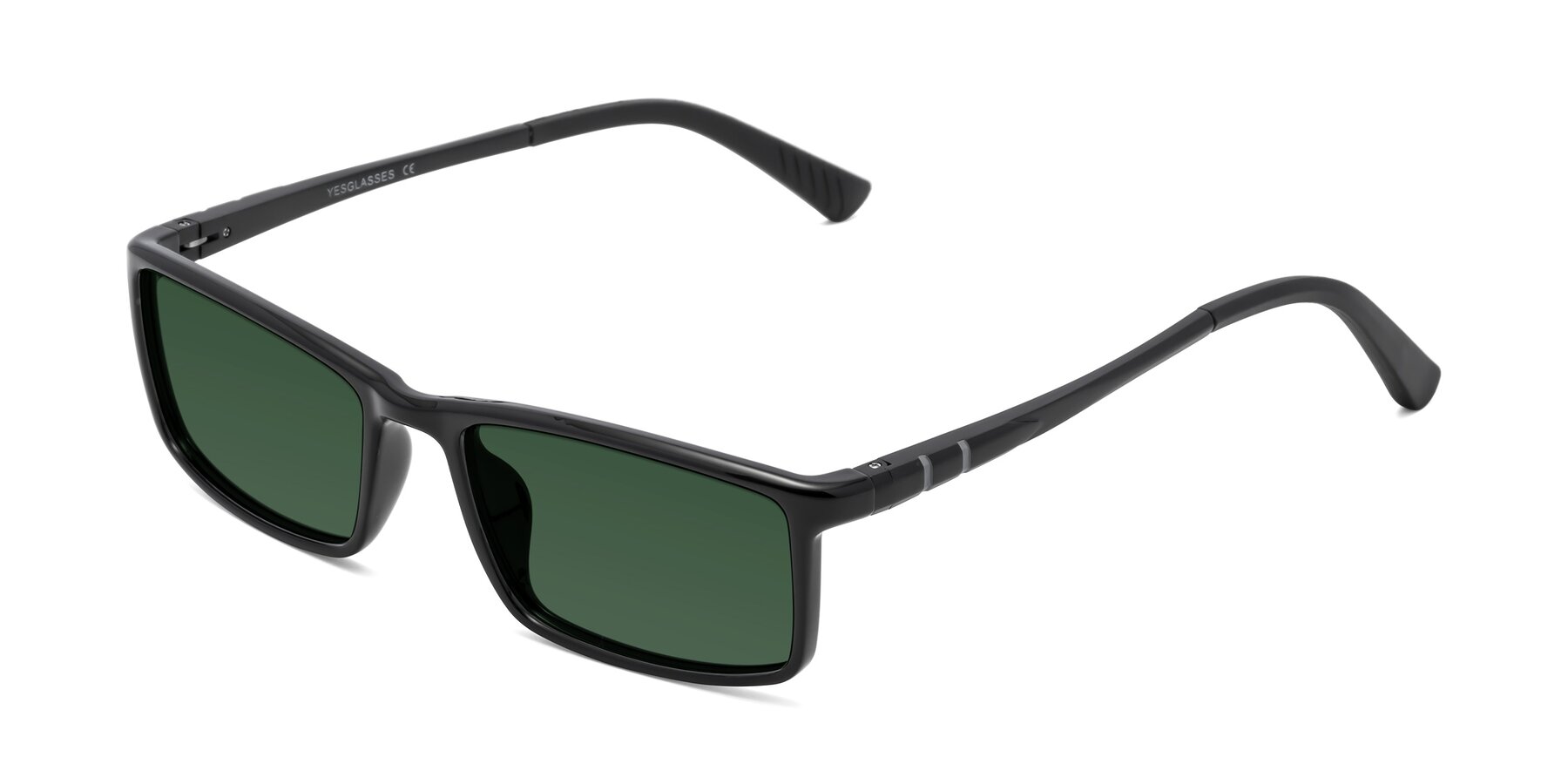 Angle of 9001 in Black with Green Tinted Lenses