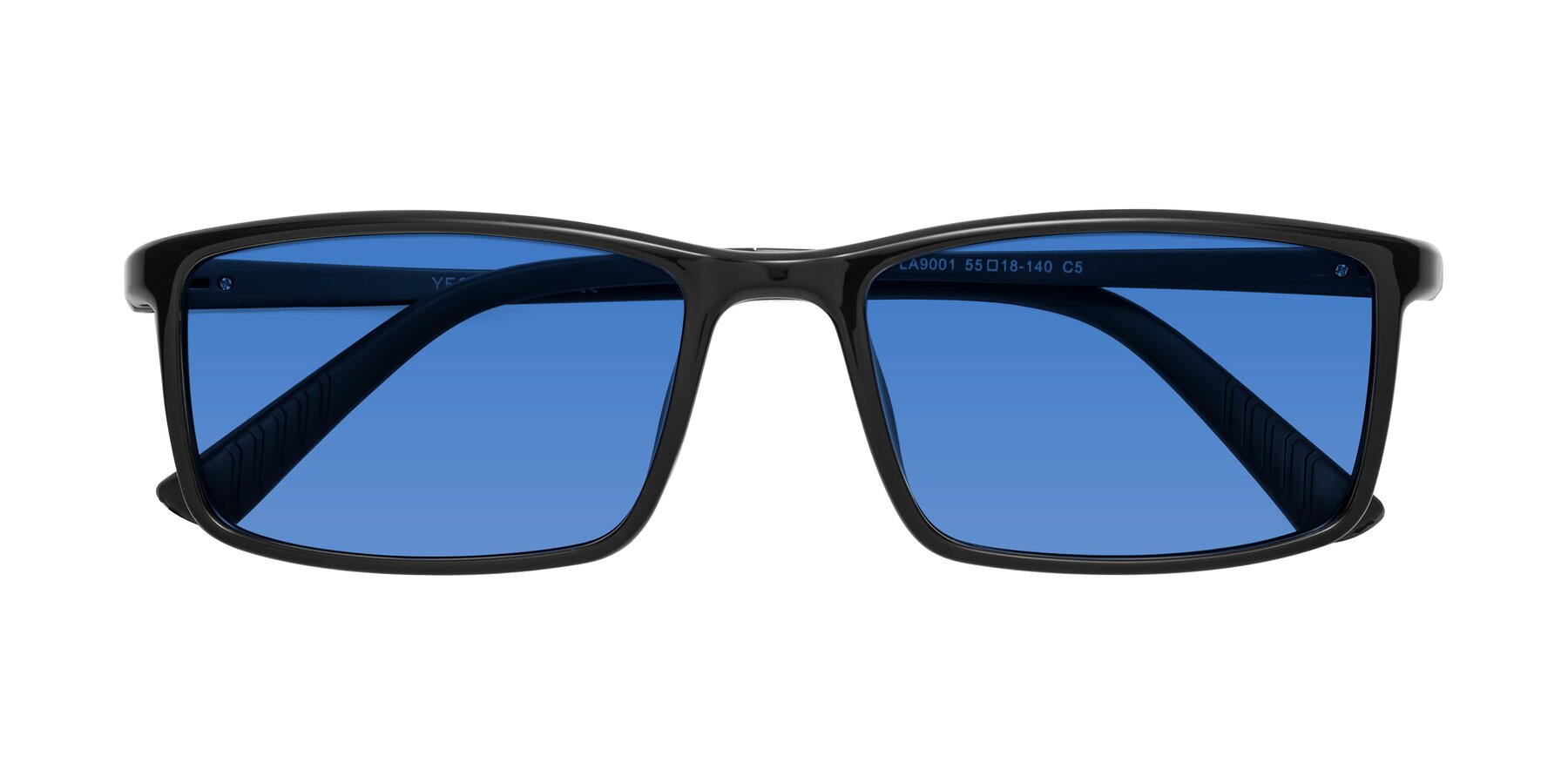 Folded Front of 9001 in Black with Blue Tinted Lenses