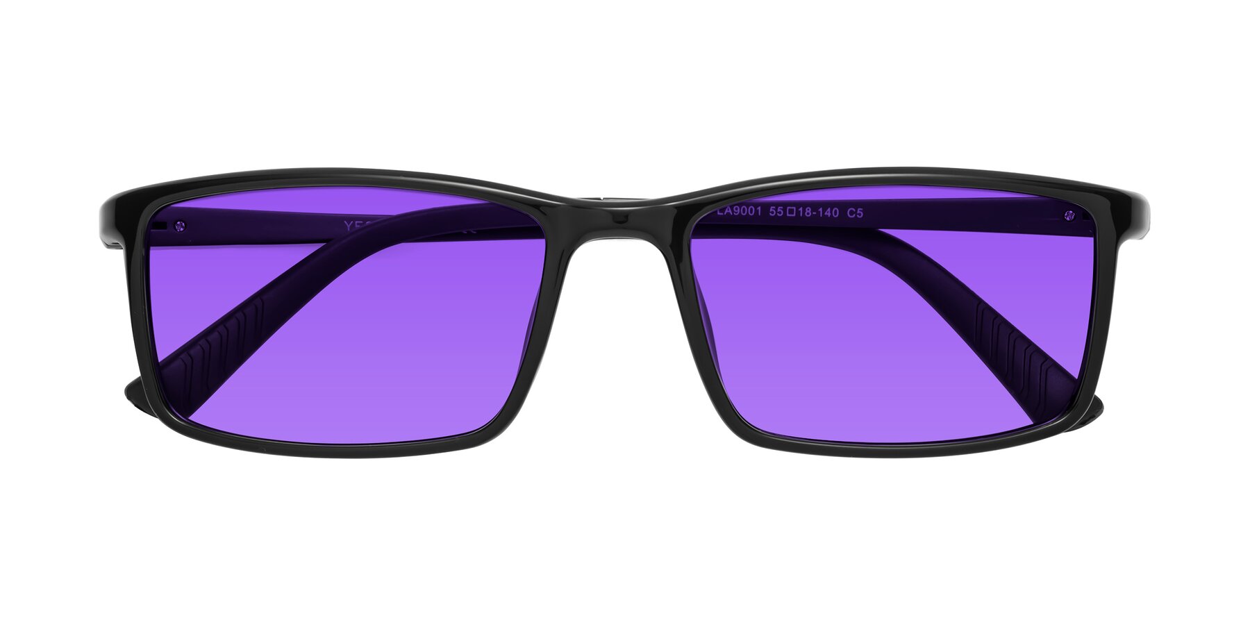 Folded Front of 9001 in Black with Purple Tinted Lenses