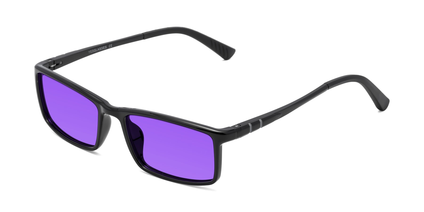 Angle of 9001 in Black with Purple Tinted Lenses