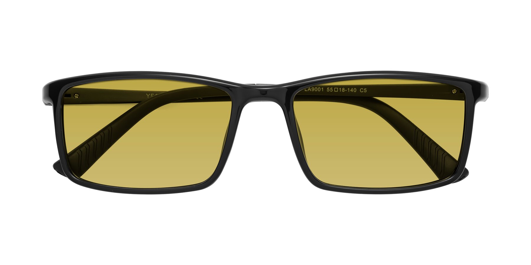 Folded Front of 9001 in Black with Champagne Tinted Lenses