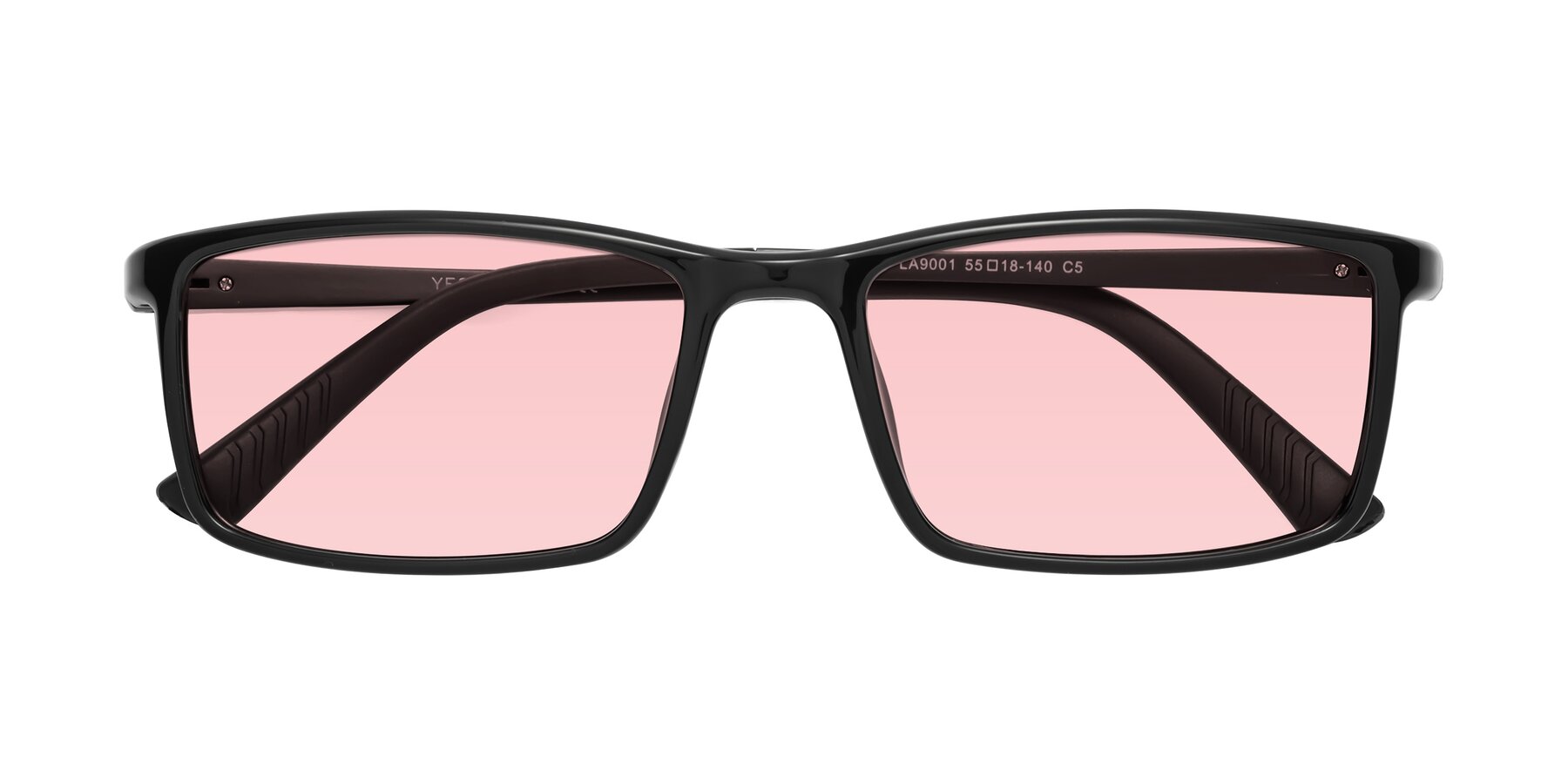 Folded Front of 9001 in Black with Light Garnet Tinted Lenses