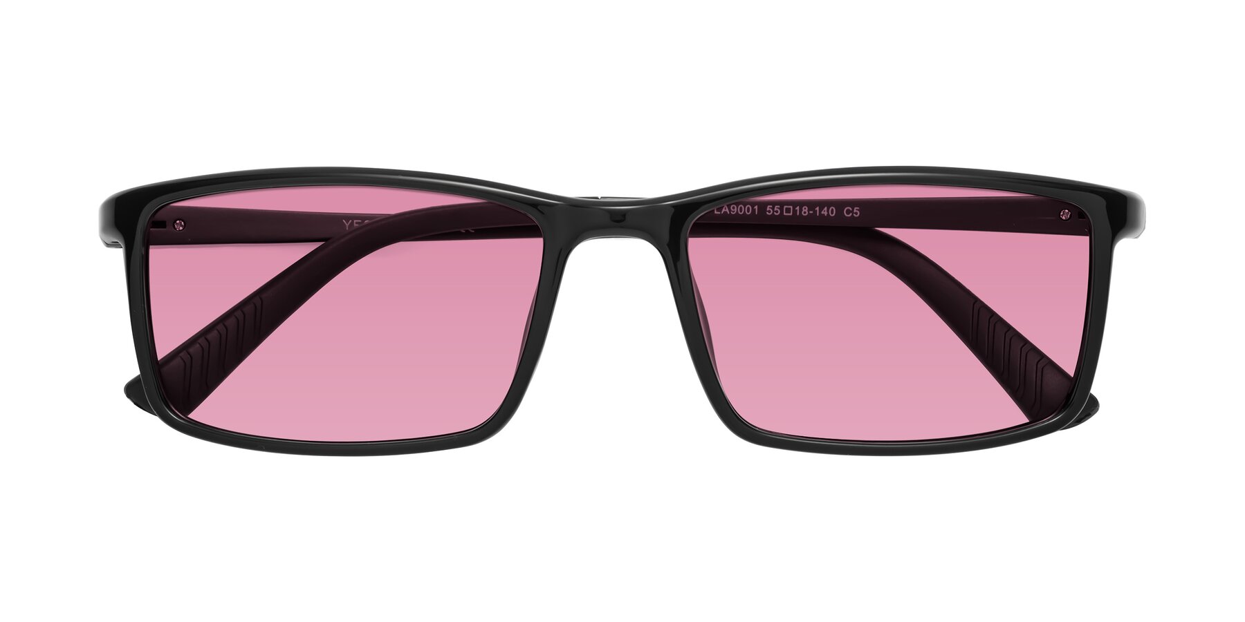 Folded Front of 9001 in Black with Medium Wine Tinted Lenses