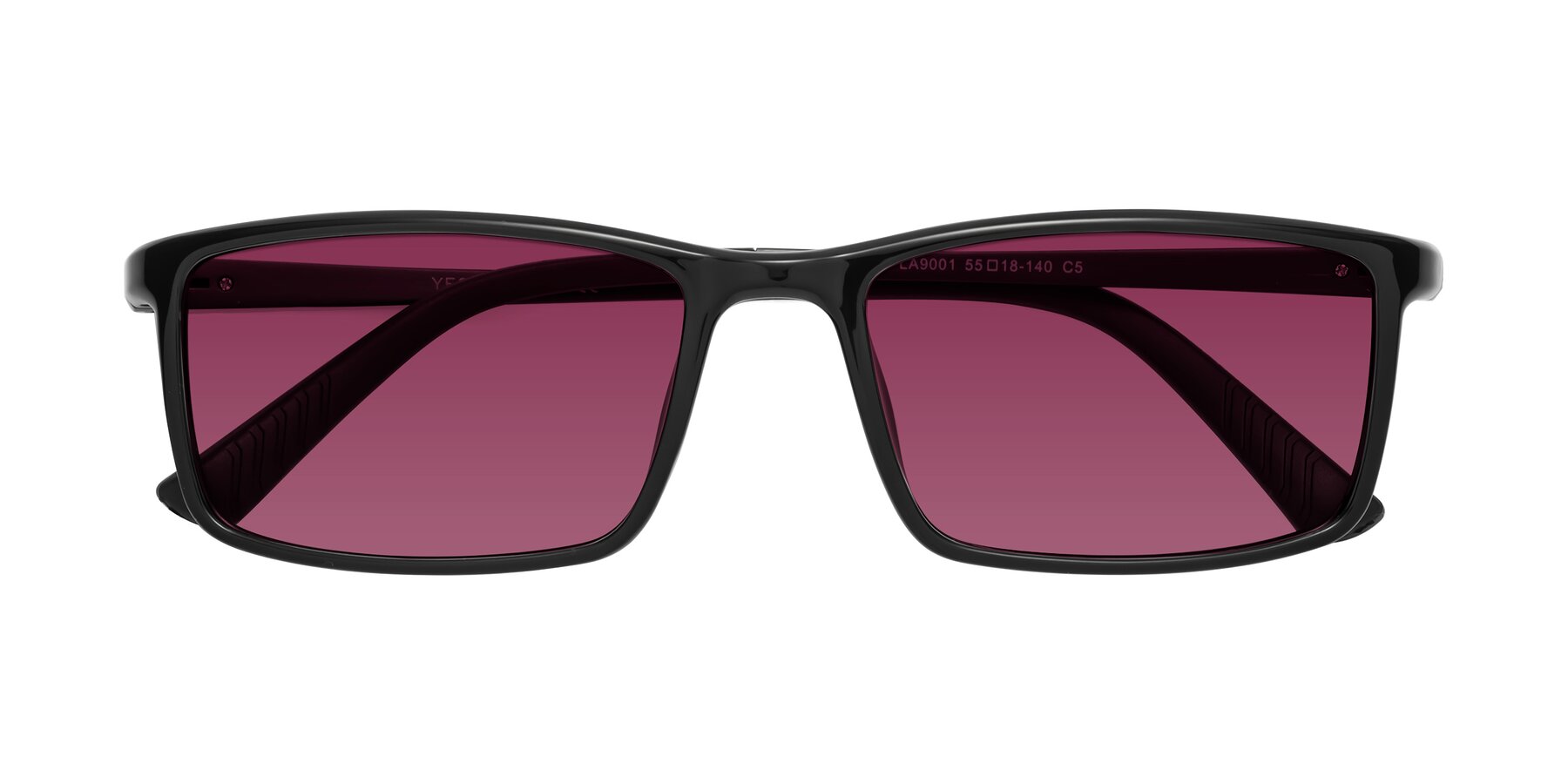 Folded Front of 9001 in Black with Wine Tinted Lenses