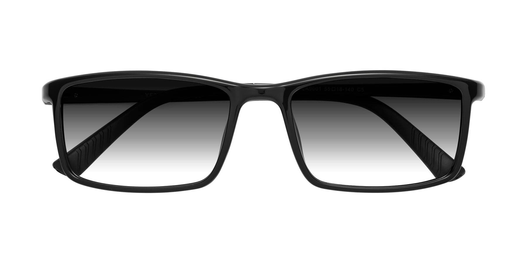 Folded Front of 9001 in Black with Gray Gradient Lenses