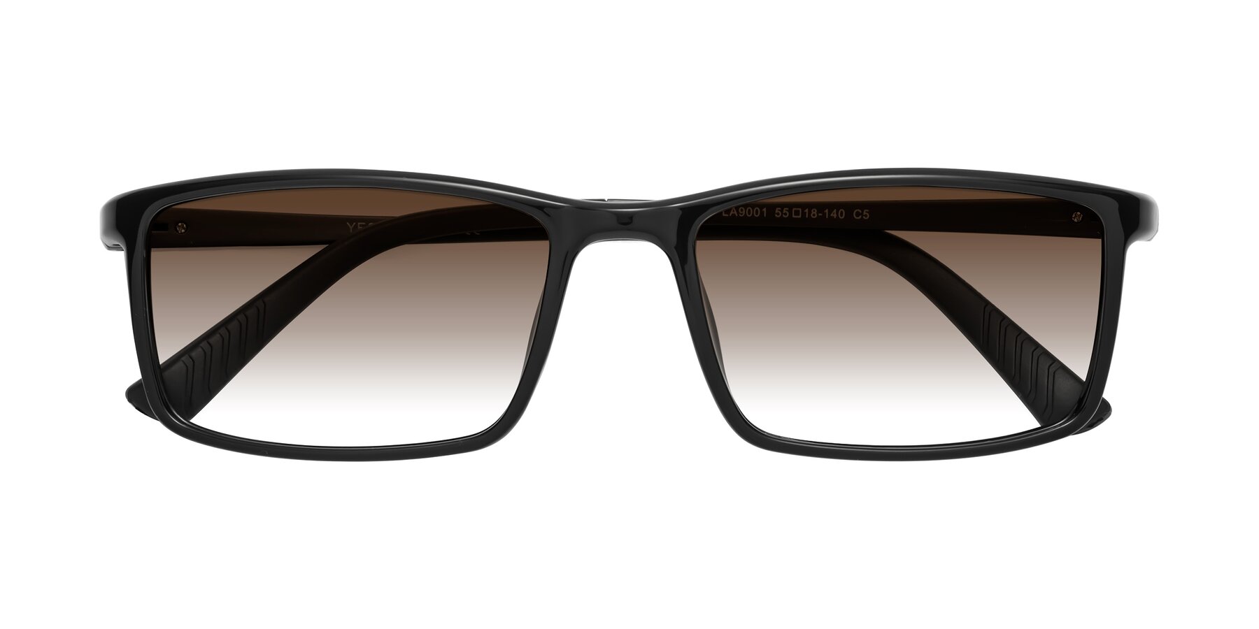 Folded Front of 9001 in Black with Brown Gradient Lenses